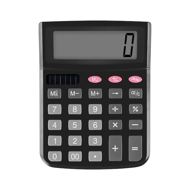 Stationery science and education Calculator front view isolated