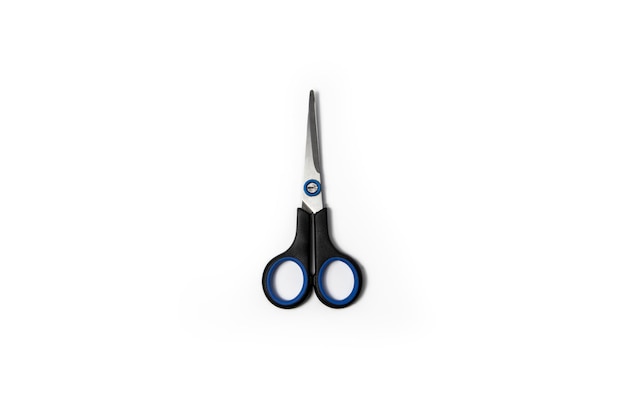 Stationery scissors on a white background Top view flat lay