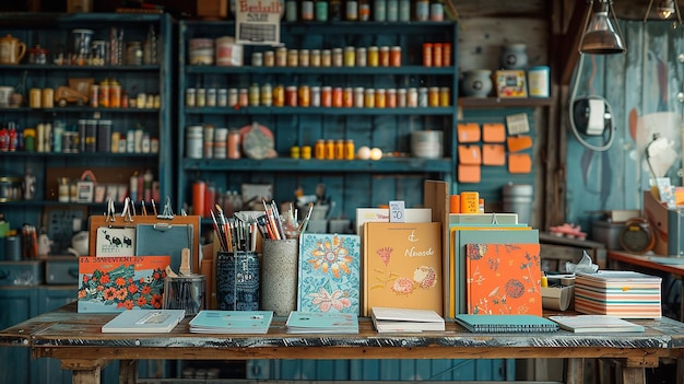 Stationery Shop Checkout Counter with Pen Collection