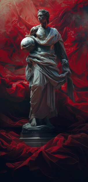 Photo a statue of an angel with a red background