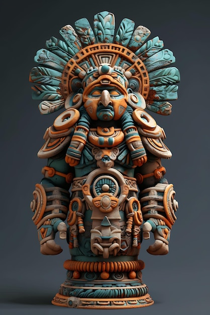 Photo statue of aztec totem