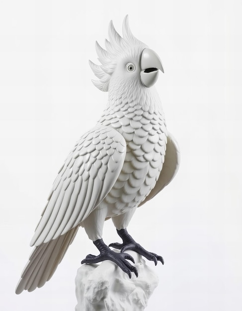 Photo a statue of a bird with a white background that says  the word parrot