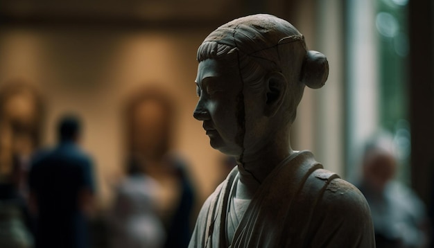 A statue of a buddha in a museum