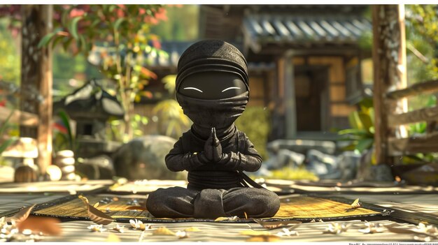 a statue of a buddha sits in front of a tree