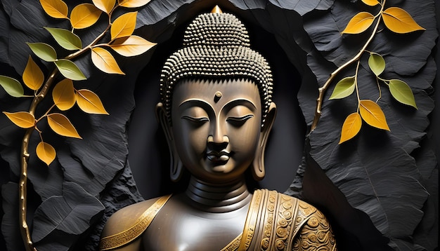 a statue of buddha with dark background