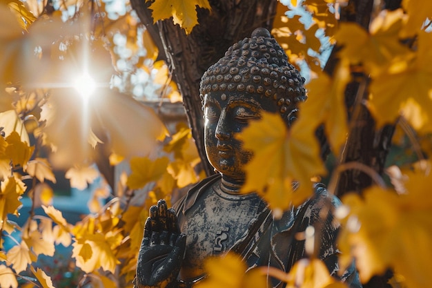 Photo a statue of buddha with the word  buddha  on it