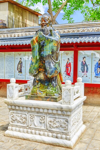 Statue of Confucius, the great Chinese philosopher in Temple of Confucius at Beijing.China.