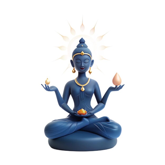 Photo a statue of deity in blue sitting in a lotus position