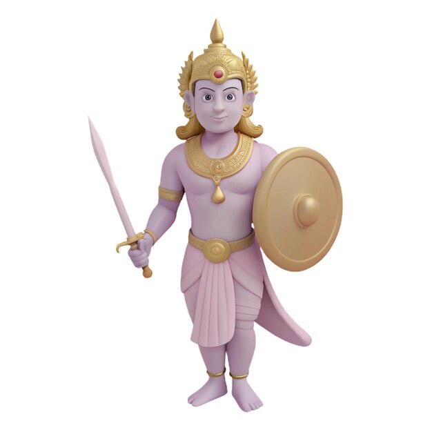 a statue of a god holding a shield with a sword