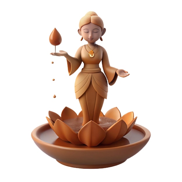 Photo a statue of a god with a bowl of water and a flower in it