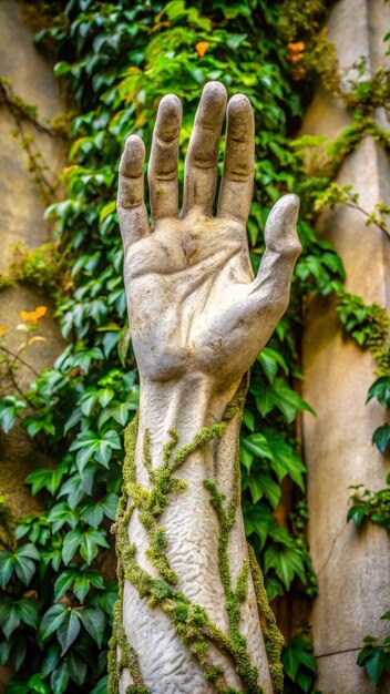 Photo a statue of a hand with the word hand on it