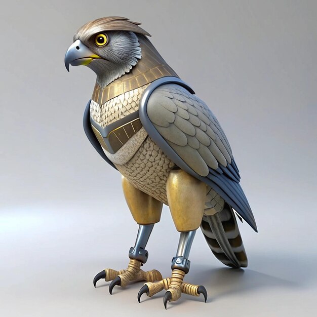 Photo a statue of a hawk with a silver and gold wings