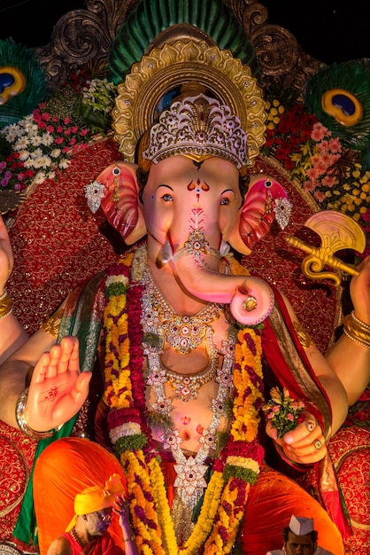 Statue of Hindu God Ganesha close up of Ganesha Idol at an artist39s workshop during Ganesha Festival