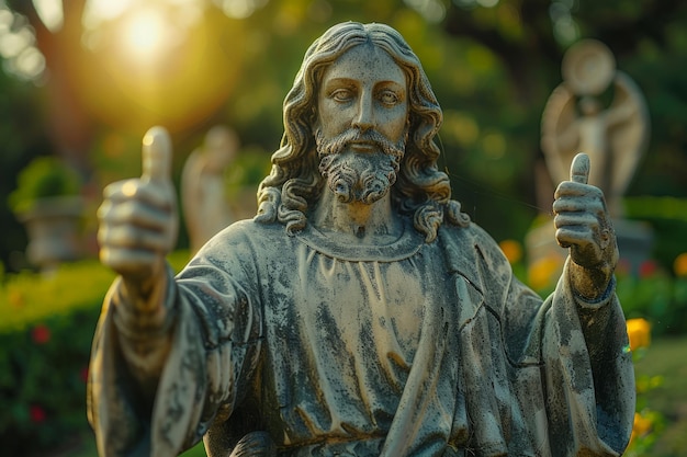 Statue of Jesus Giving Two Thumbs Up