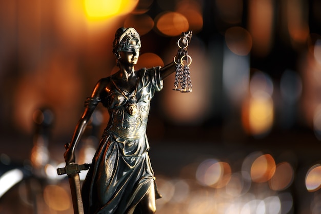 The Statue of Justice symbol, legal law concept image