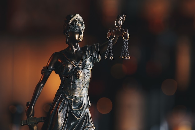 The Statue of Justice symbol, legal law concept