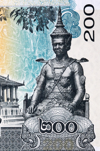 Statue of King Sisowath at the National Museum of Cambodia from money