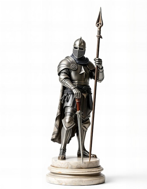 Photo a statue of a knight with a sword in his hand