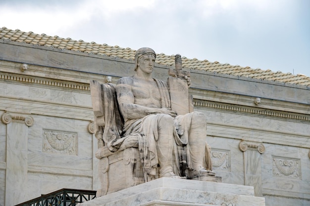 Statue of law outside Supreme Court building in Washington