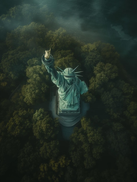 The Statue of Liberty amazing sky evening colors realistic and cinematic