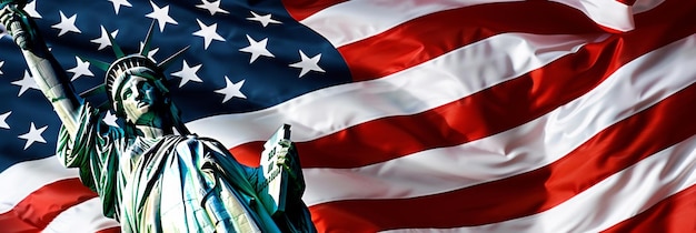 Statue of Liberty and American Flag A Symbol of Freedom and Patriotism The Statue of Liberty