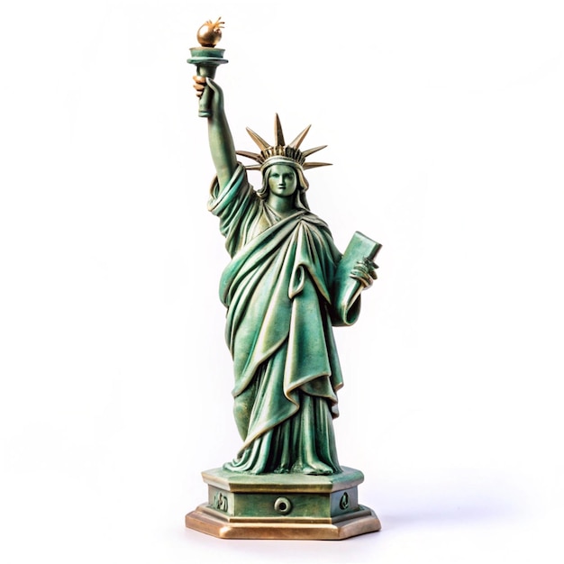 Photo a statue of liberty holding a cup of coffee