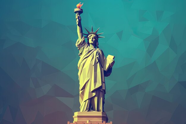 Statue of liberty low poly style illustration generative ai