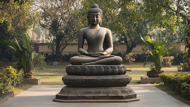 Photo statue of lord buddha at mahabodhi temple location