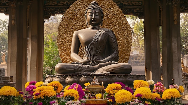 Statue of Lord Buddha at Mahabodhi Temple Location