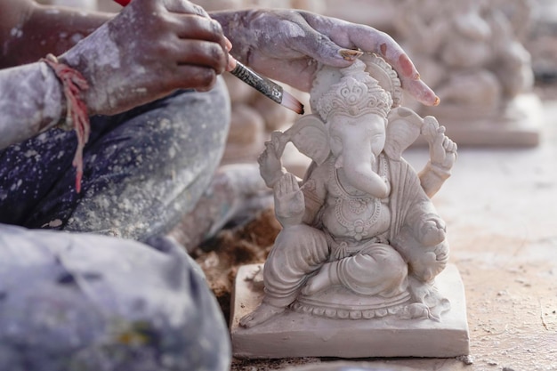 Statue of Lord Ganesha Made from plaster of Paris without color