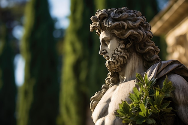 A statue of a man holding a plant suitable for various design projects