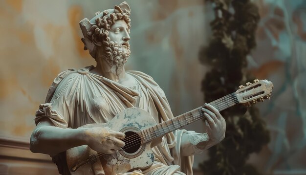 Photo a statue of a man playing a guitar