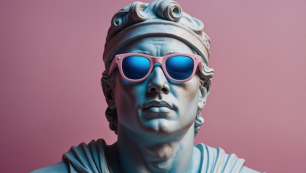 Photo a statue of a man wearing sunglasses