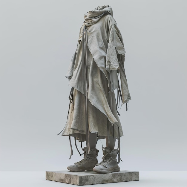 a statue of a man with a cape on his back