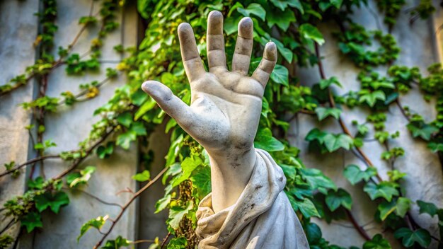 Photo a statue of a man with the hand up in the air