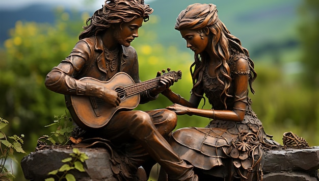 statue of a men and women with guiter