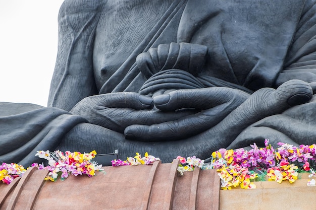 Statue monk buddhist saint sitting with meditation