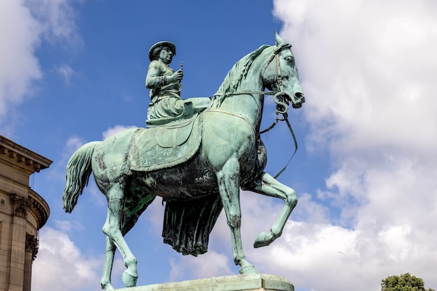 Statue of Queen Victoria outside St Georges Hall in Liverpool, England UK