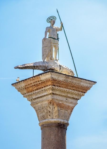 Statue of St Theodore on the Piazza San Marco in Venice