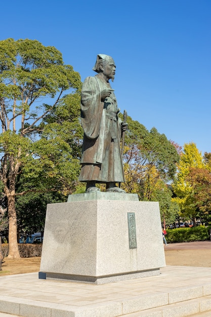  Statue of Tokugawa Mitsukuni at Senba park in Mito, Ibaraki, Japan.