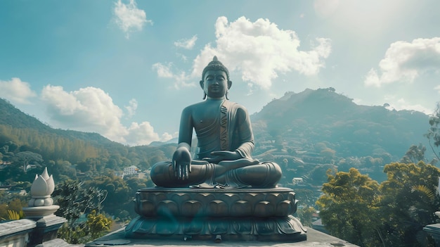 a statue with the words buddha on it