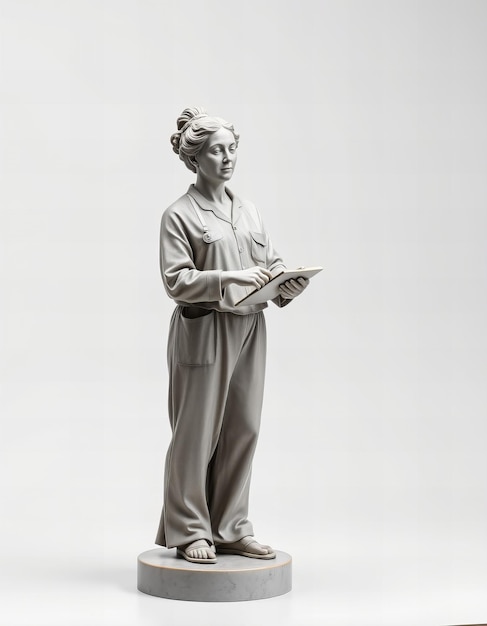 Photo a statue of a woman holding a book in her hands