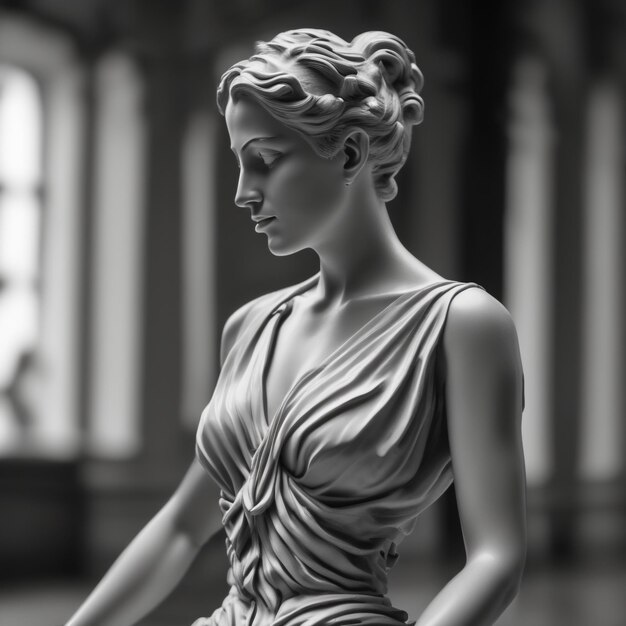 Photo a statue of a woman with a flower on her shoulder