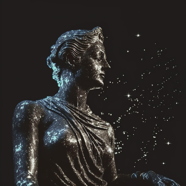 A statue of a woman with stars on it