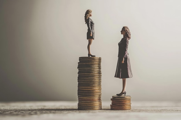 Photo a statue of a woman and a woman on a stack of books