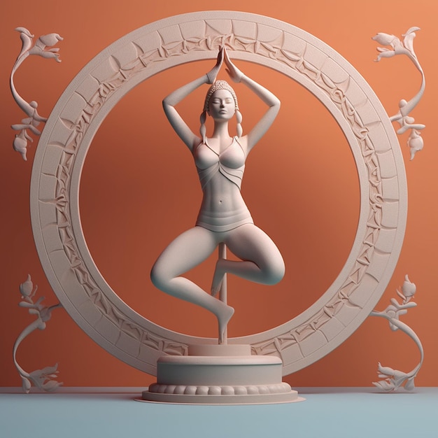 A statue of a woman in a yoga pose.