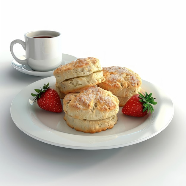 Photo stawberry scones strawberry breakfast beverage