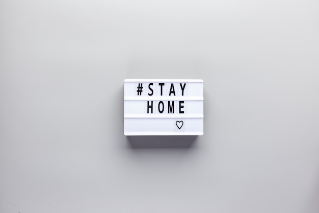 Stay home text on gray background