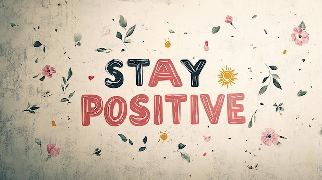 Photo stay positive large centered text elegant