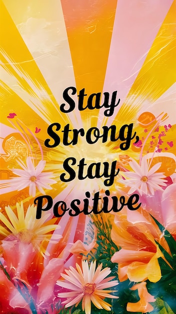 Photo stay strong stay positive colorful background and text tshirt design motivational quote illustration typography